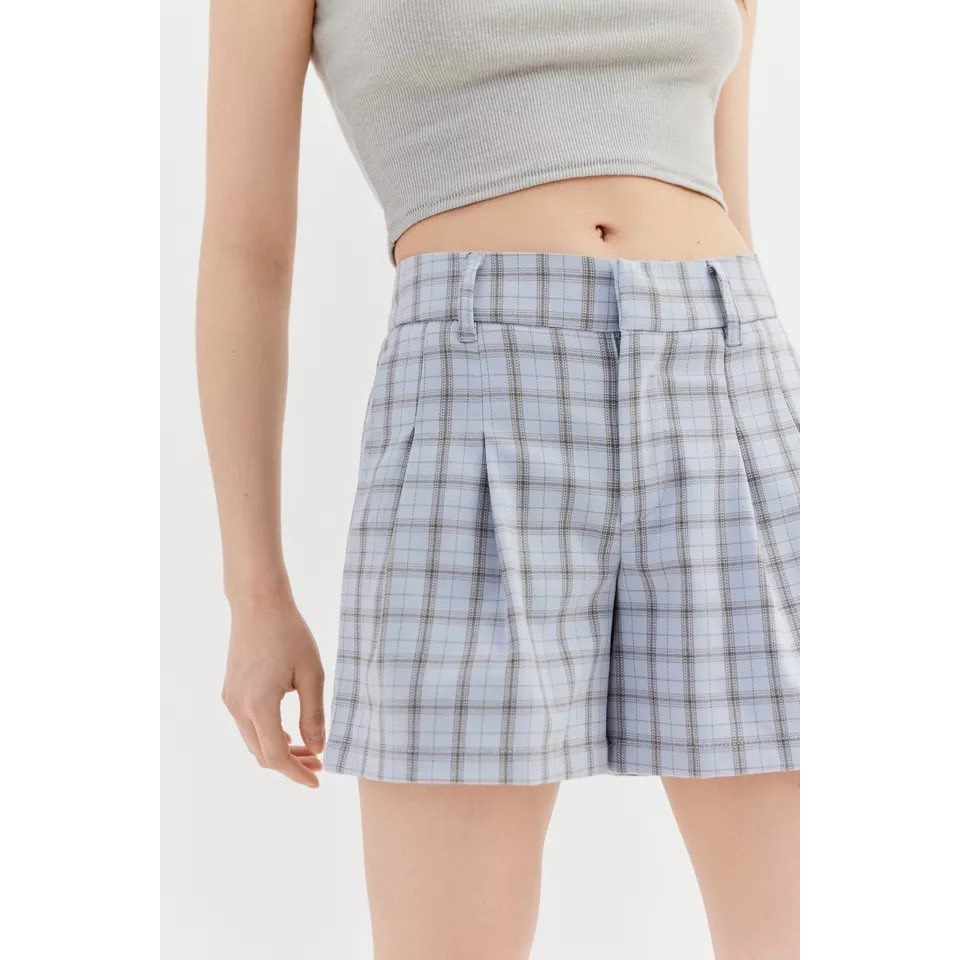 Urban Outfitters Plaid Pleated High Waisted Shorts Women's S Preppy Cottagecore